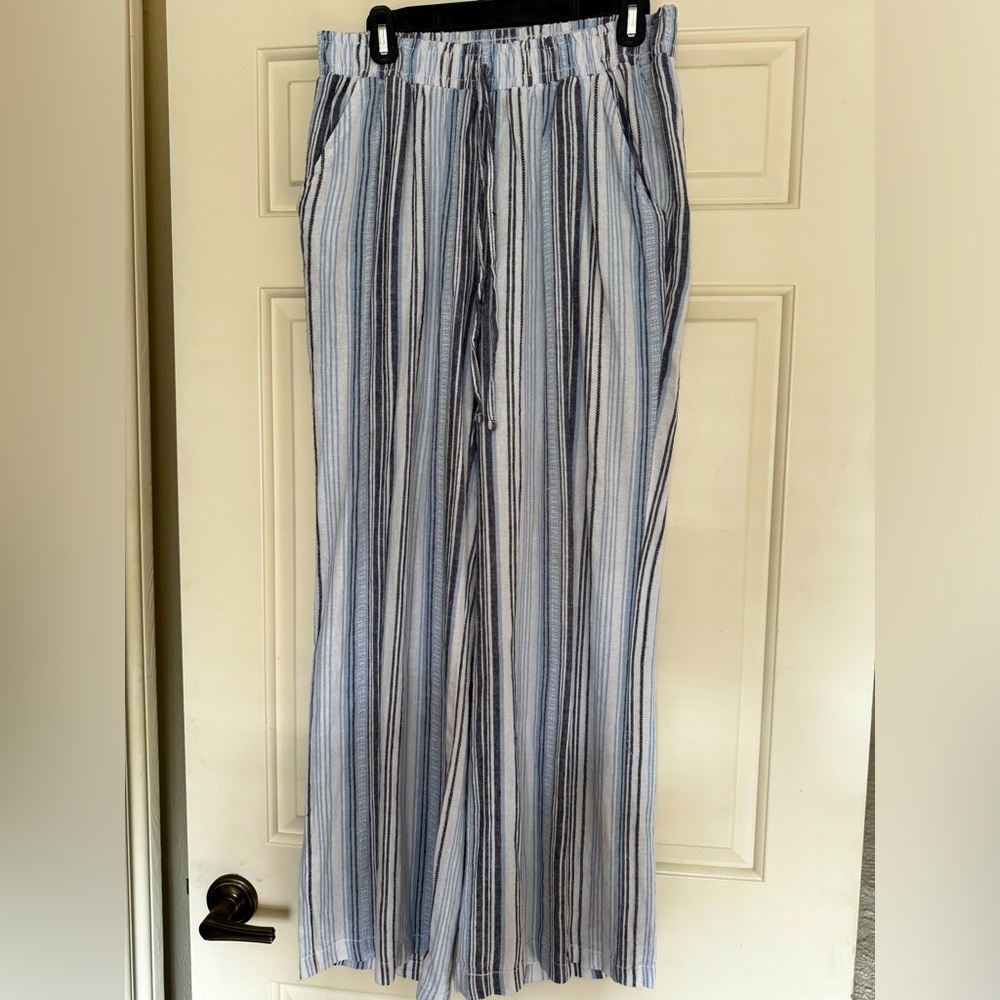 Brigg striped cotton/ppoly blend wide leg pants sz 12